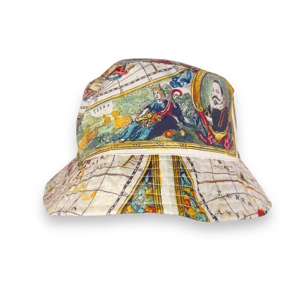 Unbranded Old World Map Reversible Bucket‎ Hat One Size Fits Most OS